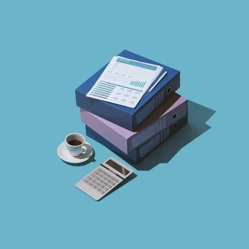 Three box files, coffee, and calculator for budget filing – Zidika Consulting, Kenya
